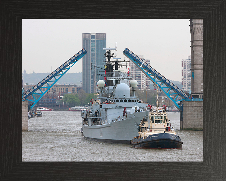 HMS Edinburgh (D97) Photo Print - Tower Bridge 2013 - Royal Navy Type 42 Destroyer Hampshire Prints 10 x 8 Black Frame No