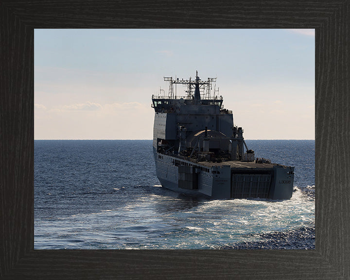 RFA Mounts Bay (L3008) Photo Print - Stern View - Royal Fleet Auxiliary Bay Class Ship Hampshire Prints 10 x 8 Black Frame No