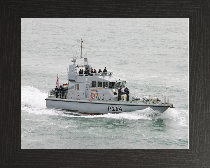 HMS Archer (P264) Royal Navy Archer Class P2000 Patrol Vessel At Speed Photo Print Wall Art Decor Posters, Prints, & Visual Artwork Hampshire Prints 10 x 8 Black Frame No