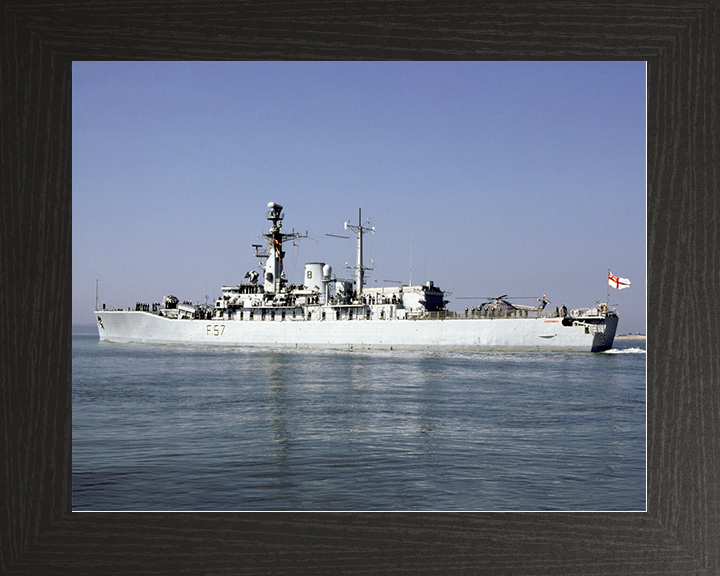 HMS Andromeda (F57) Royal Navy Leander Class Frigate Leaving Portsmouth Harbour Photo Print Wall Art Decor Posters, Prints, & Visual Artwork Hampshire Prints 10 x 8 Black Frame No