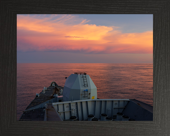 HMS Richmond (F239) Photo Print - At sunset 2025 - Royal Navy Type 23 Frigate Hampshire Prints 10 x 8 Black Frame No