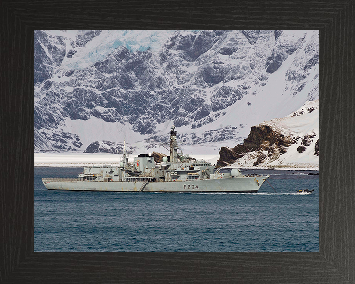 HMS Iron Duke (F234) Photo Print - off Antarctica 2014 - Royal Navy Type 23 Frigate Hampshire Prints 10 x 8 Black Frame No