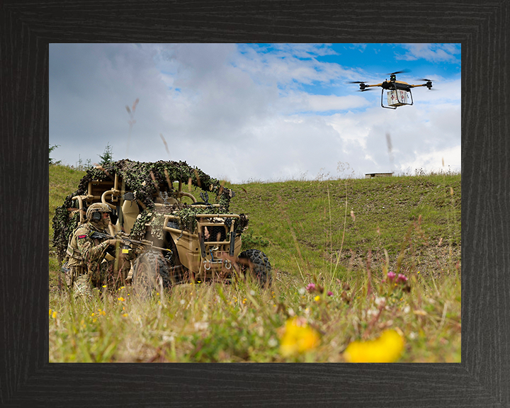Royal Marines Commando with Malloy Aeronautics Drone Photo Print Hampshire Prints 10 x 8 Black Frame No