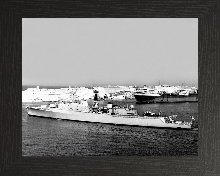 HMS Devonshire (D02) Photo Print - Departs Valletta 1966 - Royal Navy County Class Destroyer Posters, Prints, & Visual Artwork Hampshire Prints 10 x 8 Black Frame No