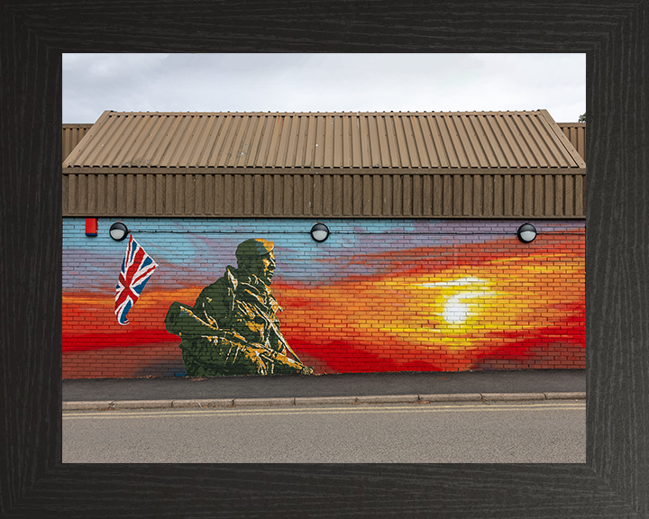 Royal Marines Commando Falklands Yomper Mural Photo Print - CTCRM Lympstone Hampshire Prints 10 x 8 Black Frame No