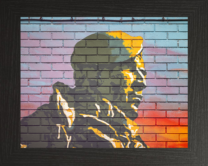 Royal Marines Commando Falklands Yomper Mural Closeup Photo Print - Lympstone Hampshire Prints 10 x 8 Black Frame No