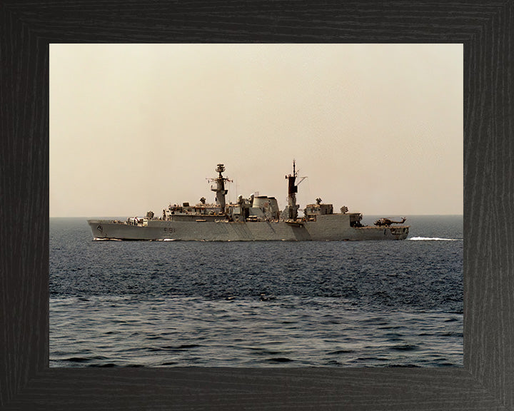 HMS Brazen (F91) Photo Print - Port Beam View at Sea - Royal Navy Type 22 Frigate Hampshire Prints 10 x 8 Black Frame No