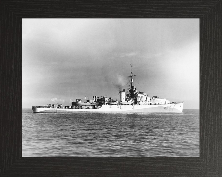 HMS Avon (K97) Royal Navy River Class Frigate Starboard Side View Photo Print Wall Art Decor Posters, Prints, & Visual Artwork Hampshire Prints 10 x 8 Black Frame No