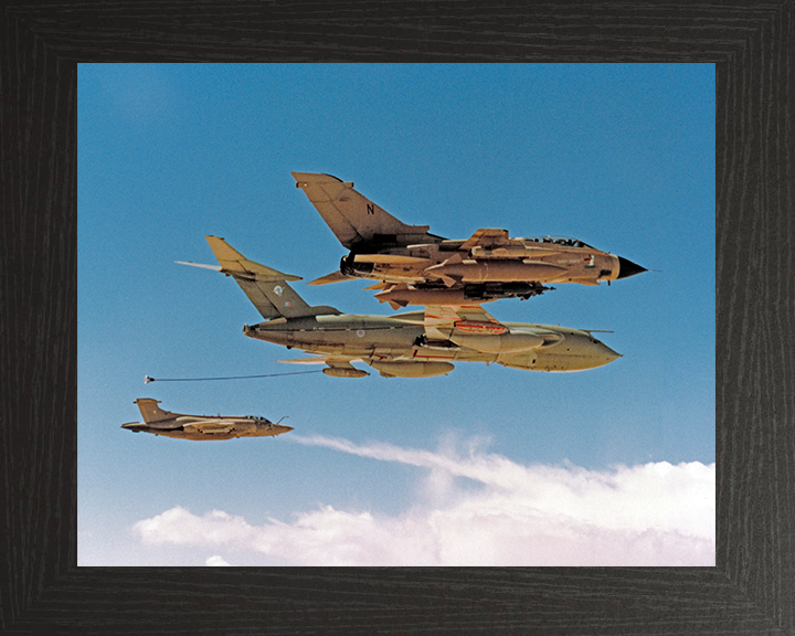 Tornado GR1 and Buccaneer S2 Refuelling Photo Print - Royal Air Force Aircraft Hampshire Prints 10 x 8 Black Frame No