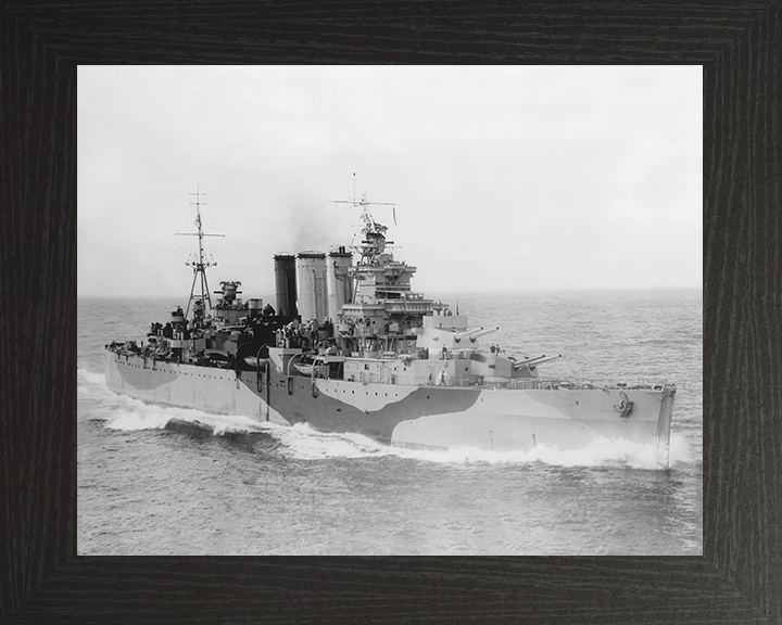 HMS Devonshire (39) Royal Navy County Class Cruiser Starboard Side Photo Print Wall Art Decor Posters, Prints, & Visual Artwork Hampshire Prints 10 x 8 Black Frame No