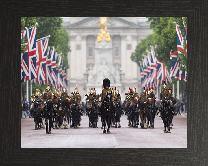 Household Cavalry ride down The Mall London Photo Print - British Army Hampshire Prints 10 x 8 Black Frame No