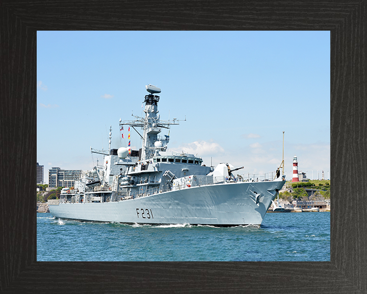 HMS Argyll (F231) Photo Print - Departs Plymouth 2014 - Royal Navy Type 23 Frigate Posters, Prints, & Visual Artwork Hampshire Prints 10 x 8 Black Frame No