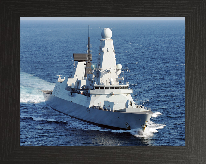 HMS Daring (D32) Royal Navy Type 45 Destroyer Starboard Bow View Photo Print Wall Art Decor Posters, Prints, & Visual Artwork Hampshire Prints 10 x 8 Black Frame No