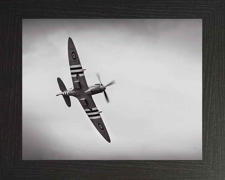 RAF Spitfire Black and White Photo Print - Royal Air Force Aircraft Hampshire Prints 10 x 8 Black Frame No