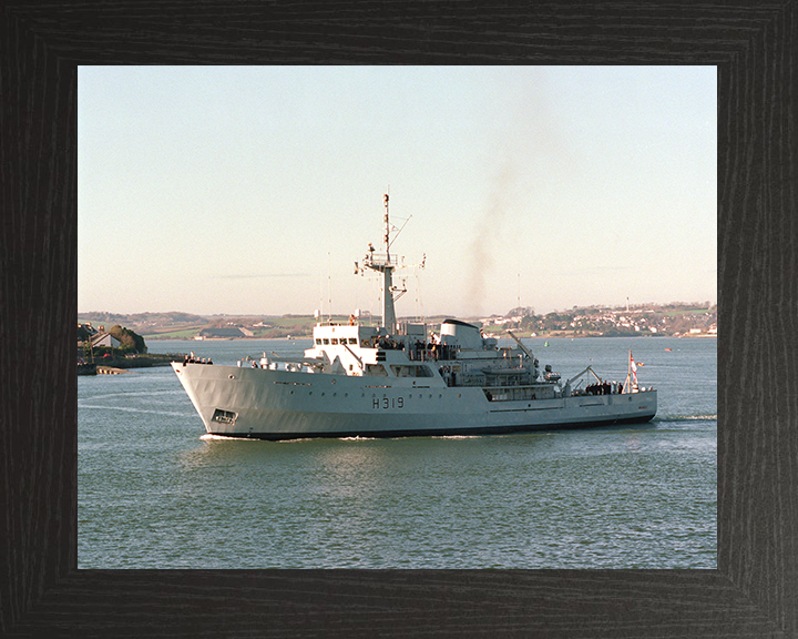 HMS Beagle (H319) Photo Print - Leaving Devonport - Royal Navy Bulldog Class Survey Vessel