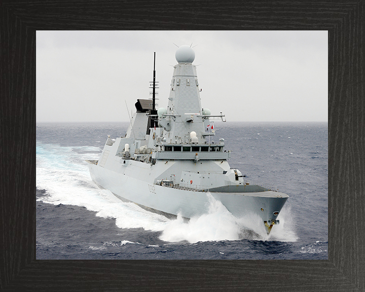 HMS Daring (D32) Royal Navy Type 45 Destroyer Starboard Bow View Underway Photo Print Wall Art Decor Posters, Prints, & Visual Artwork Hampshire Prints 10 x 8 Black Frame No