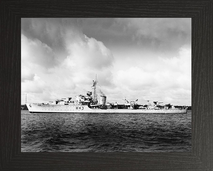 HMS Comus (R43) Royal Navy C Class Destroyer Port Beam View Photo Print Wall Art Decor Posters, Prints, & Visual Artwork Hampshire Prints 10 x 8 Black Frame No