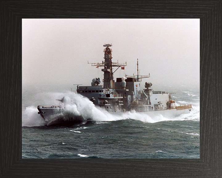 HMS Somerset (F82) Photo Print - In Rough Sea 2003 - Royal Navy Type 23 Frigate Posters, Prints, & Visual Artwork Hampshire Prints 10 x 8 Black Frame No