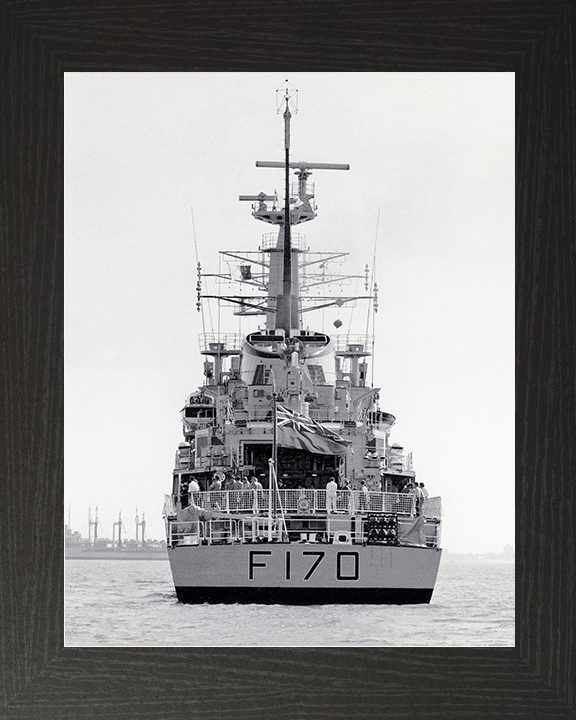 HMS Antelope (F170) Royal Navy Type 21 Frigate Stern View Photo Print Wall Art Decor Posters, Prints, & Visual Artwork Hampshire Prints 10 x 8 Black Frame No