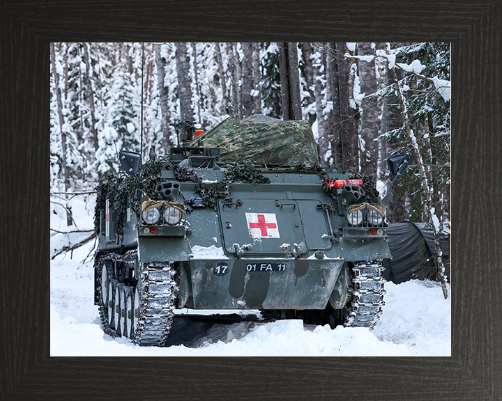 British Army Battlefield Ambulance in the Snow Photo Print Wall Art Military Vehicle Decor Poster Posters, Prints, & Visual Artwork Hampshire Prints 10 x 8 Black Frame No