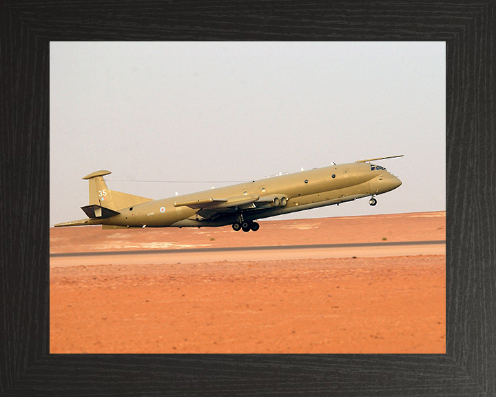 RAF Nimrod MR2 Taking off Photo Print - Royal Air Force Aircraft Hampshire Prints 10 x 8 Black Frame No
