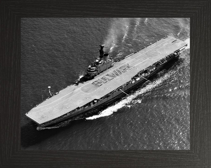 HMS Bulwark (R08) Photo Print - From the Air - Royal Navy Centaur Class Fleet Carrier Hampshire Prints 10 x 8 Black Frame No