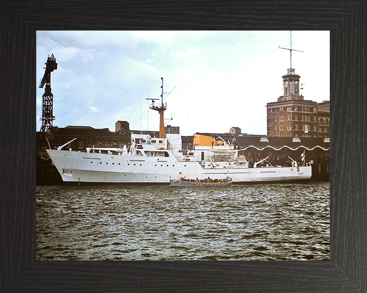 HMS Beagle (A319) Royal Navy Bulldog Class Survey Vessel Portsmouth 1982 Photo Print Wall Art Decor Posters, Prints, & Visual Artwork Hampshire Prints 10 x 8 Black Frame No