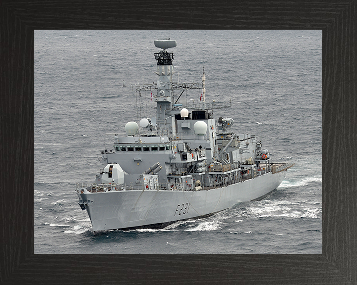 HMS Argyll (F231) Photo Print - Caribbean 2014 - Royal Navy Type 23 Frigate Hampshire Prints 10 x 8 Black Frame No