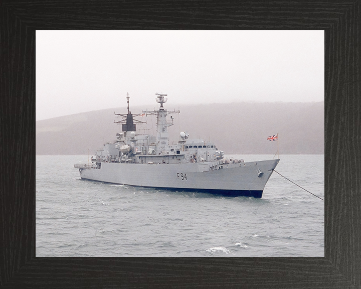 HMS Brave (F94) Royal Navy Type 22 Frigate at Anchor Photo Print Wall Art Decor Posters, Prints, & Visual Artwork Hampshire Prints 10 x 8 Black Frame No