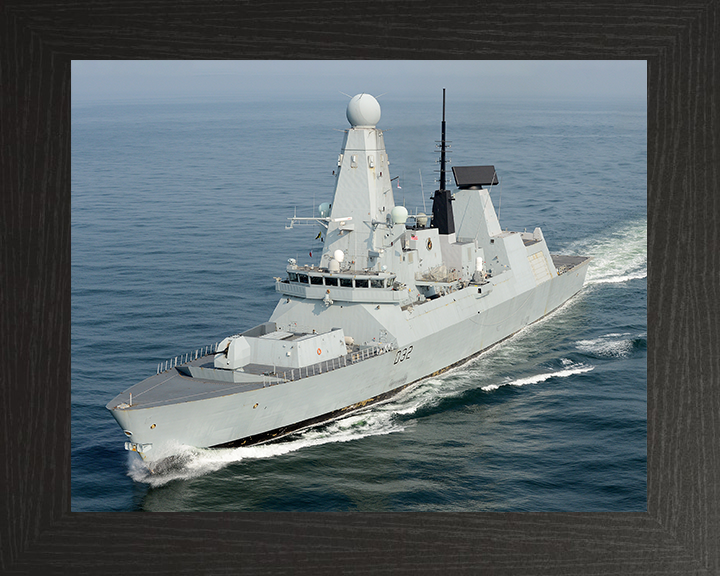 HMS Daring (D32) Royal Navy Type 45 Destroyer Underway Port Side View Photo Print Wall Art Decor Posters, Prints, & Visual Artwork Hampshire Prints 10 x 8 Black Frame No