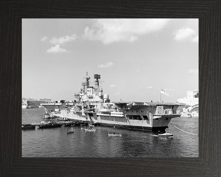 HMS Ark Royal (R09) Royal Navy Audacious Class Aircraft Carrier Alongside Photo Print Wall Art Decor Posters, Prints, & Visual Artwork Hampshire Prints 10 x 8 Black Frame No