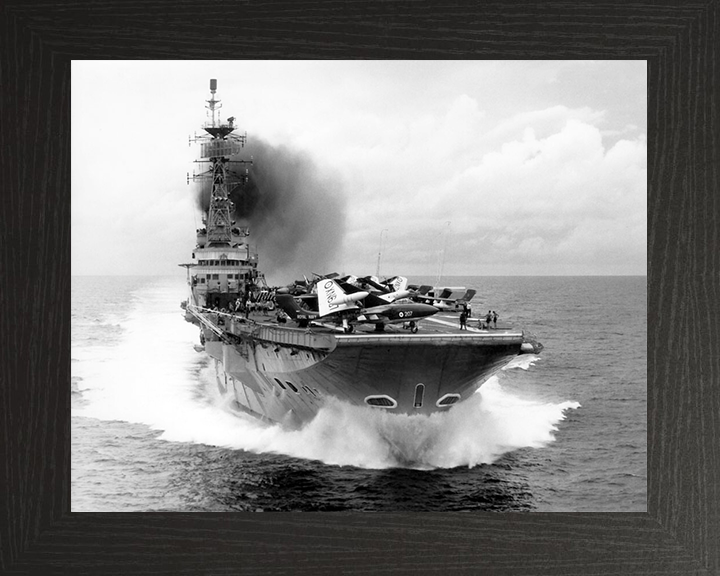 HMS Centaur (R06) Royal Navy Centaur Class Carrier Bow View Underway Photo Print Wall Art Decor Posters, Prints, & Visual Artwork Hampshire Prints 10 x 8 Black Frame No