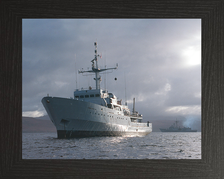 HMS Beagle (H319) Royal Navy Bulldog Class Survey Vessel With USS Stark Photo Print Wall Art Decor Posters, Prints, & Visual Artwork Hampshire Prints 10 x 8 Black Frame No
