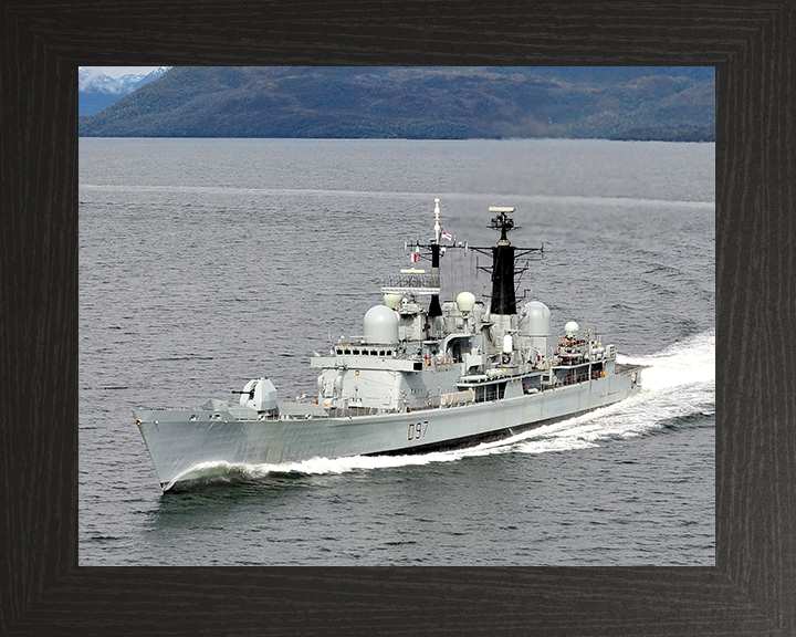 HMS Edinburgh (D97) Royal Navy Type 42 Destroyer Port Bow View Photo Print Wall Art Decor Posters, Prints, & Visual Artwork Hampshire Prints 10 x 8 Black Frame No
