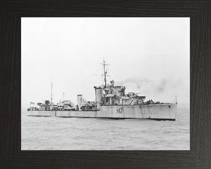HMS Escapade (H17) - At Sea 1944 - Royal Navy E Class Destroyer Photo Print Wall Art Naval Decor UK Posters, Prints, & Visual Artwork Hampshire Prints 10 x 8 Black Frame No
