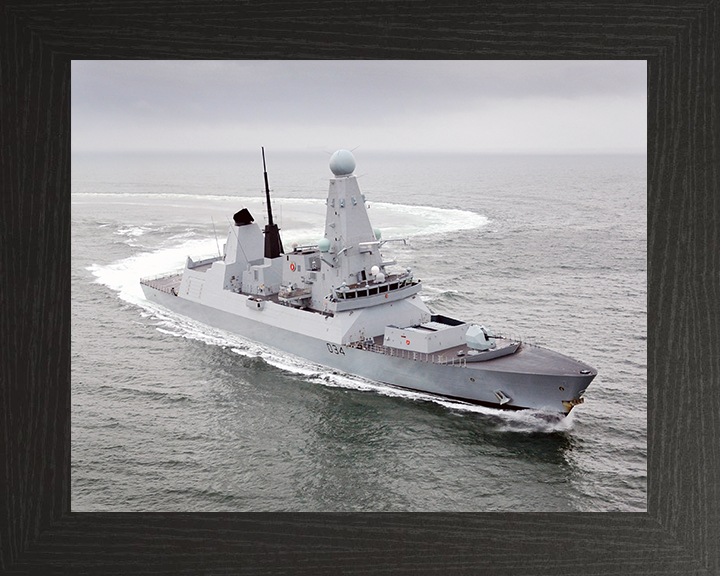 HMS Diamond (D34) Royal Navy Type 45 Destroyer Turning to Port Photo Print Wall Art Decor Posters, Prints, & Visual Artwork Hampshire Prints 10 x 8 Black Frame No