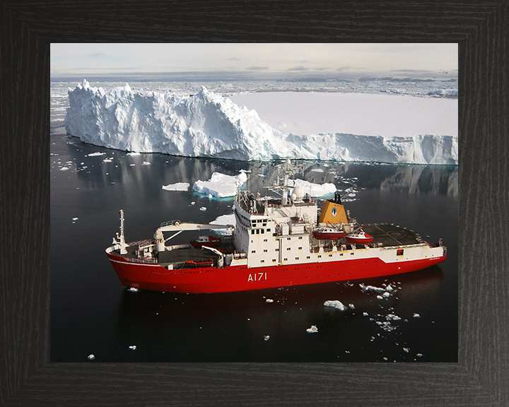 HMS Endurance (A171) Photo Print - Antarctic Peninsula 2007 - Royal Navy Ice Breaker Patrol Ship Hampshire Prints 10 x 8 Black Frame No