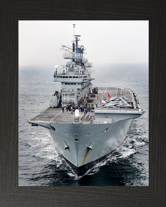 HMS Ark Royal (R07) Royal Navy Invincible Class Aircraft Carrier Ski Jump View Photo Print Wall Art Decor Posters, Prints, & Visual Artwork Hampshire Prints 10 x 8 Black Frame No