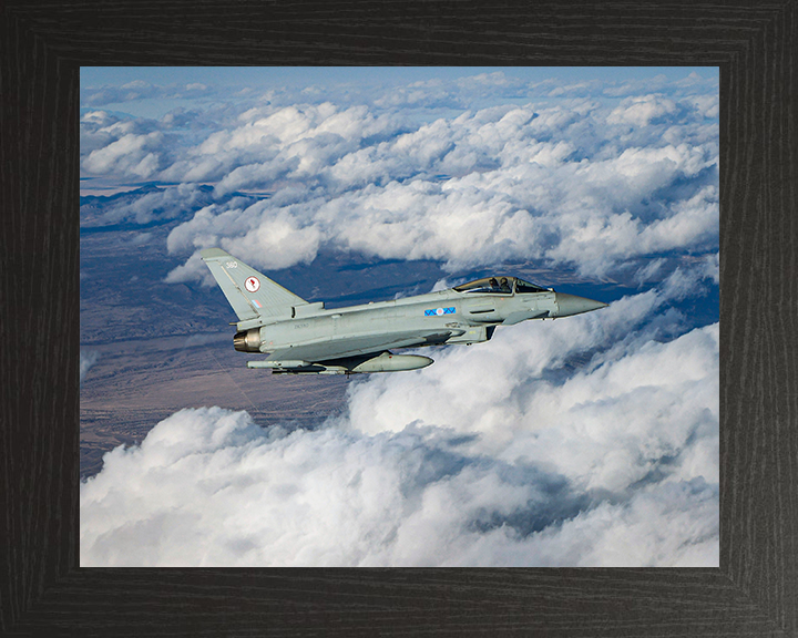 RAF 6 Squadron Typhoon in flight Photo Print - Royal Air Force Aircraft Hampshire Prints 10 x 8 Black Frame No