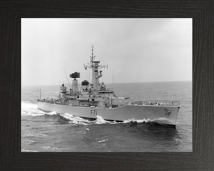 HMS Scylla (F71) Photo Print - At Sea 1970 - Royal Navy Leander Class Frigate Posters, Prints, & Visual Artwork Hampshire Prints 10 x 8 Black Frame No