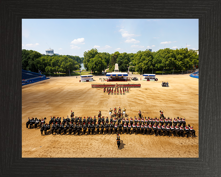 Welsh Guards and Household Cavalry on Horse Guards Parade Photo Print - British Army Hampshire Prints 10 x 8 Black Frame No
