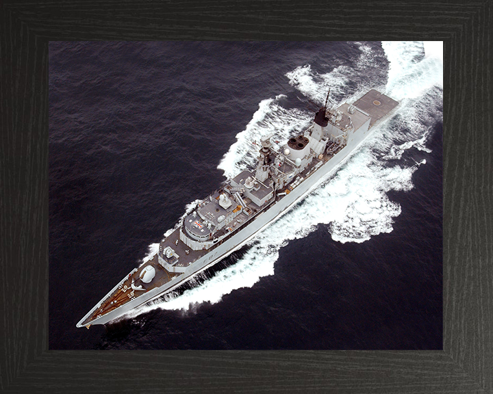 HMS Chatham (F87) Royal Navy Type 22 Frigate From The Air Photo Print Wall Art Decor Posters, Prints, & Visual Artwork Hampshire Prints 10 x 8 Black Frame No