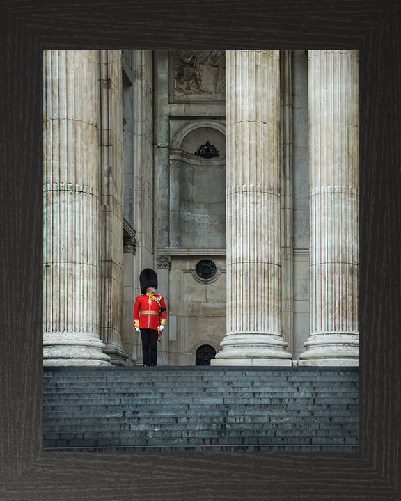 Grenadier Guard at st Paul's cathedral Photo Print - British Army Hampshire Prints 10 x 8 Black Frame No