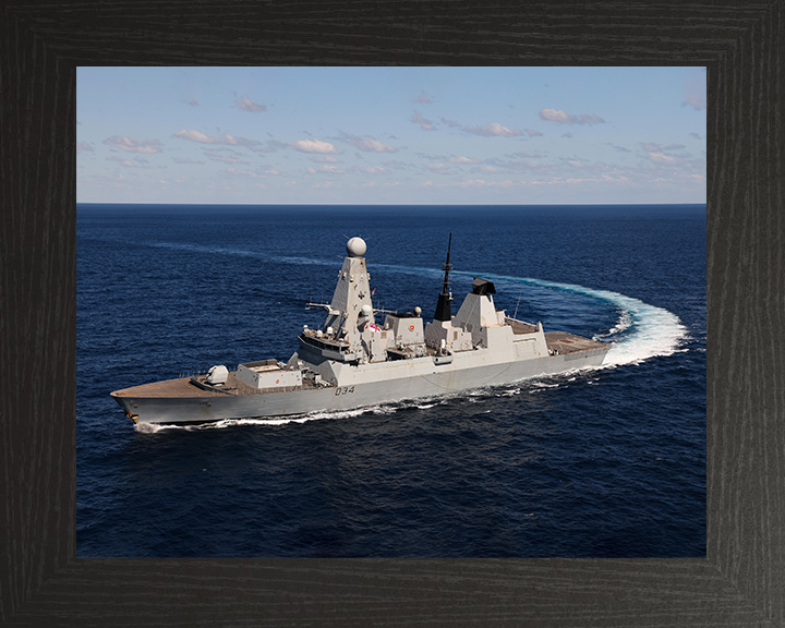 HMS Diamond (D34) Photo Print - Hard Turn - Royal Navy Type 45 Destroyer Hampshire Prints 10 x 8 Black Frame No