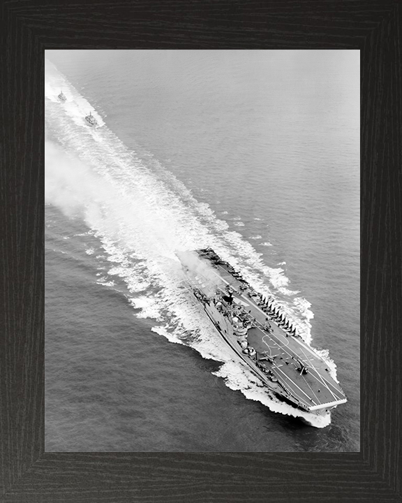 HMS Eagle (R05) Royal Navy Audacious Class Aircraft Carrier From Above Photo Print Wall Art Decor Posters, Prints, & Visual Artwork Hampshire Prints 10 x 8 Black Frame No