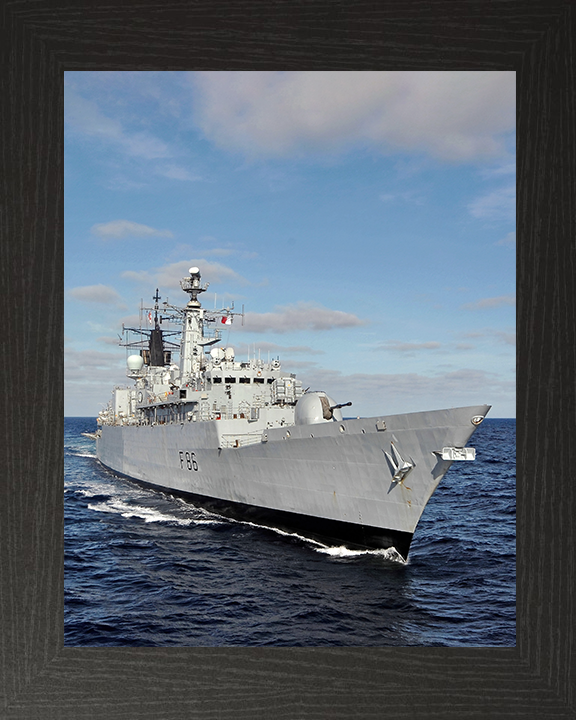 HMS Campbeltown (F86) Royal Navy Type 22 Frigate Starboard Bow View Photo Print Wall Art Decor Posters, Prints, & Visual Artwork Hampshire Prints 10 x 8 Black Frame No