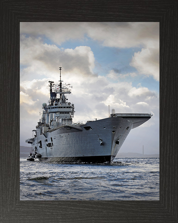 HMS Ark Royal (R07) Royal Navy Invincible Class Aircraft Carrier On the Clyde Photo Print Wall Art Decor Posters, Prints, & Visual Artwork Hampshire Prints 10 x 8 Black Frame No
