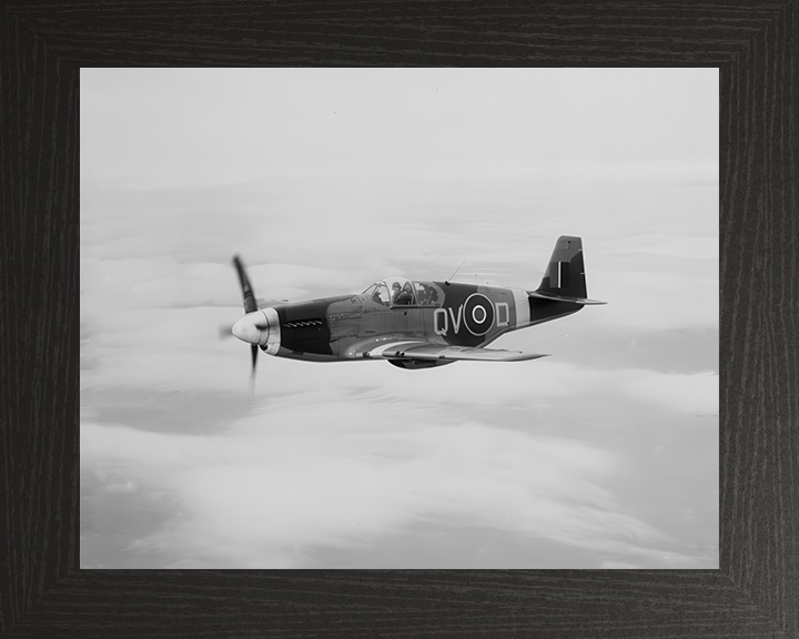 RAF Mustang III in Flight Photo Print - Royal Air Force Aircraft Hampshire Prints 10 x 8 Black Frame No