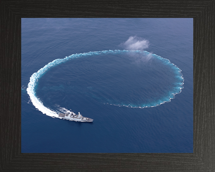 HMS Daring (D32) Royal Navy Type 45 Destroyer Circle Wake Photo Print Wall Art Decor Posters, Prints, & Visual Artwork Hampshire Prints 10 x 8 Black Frame No
