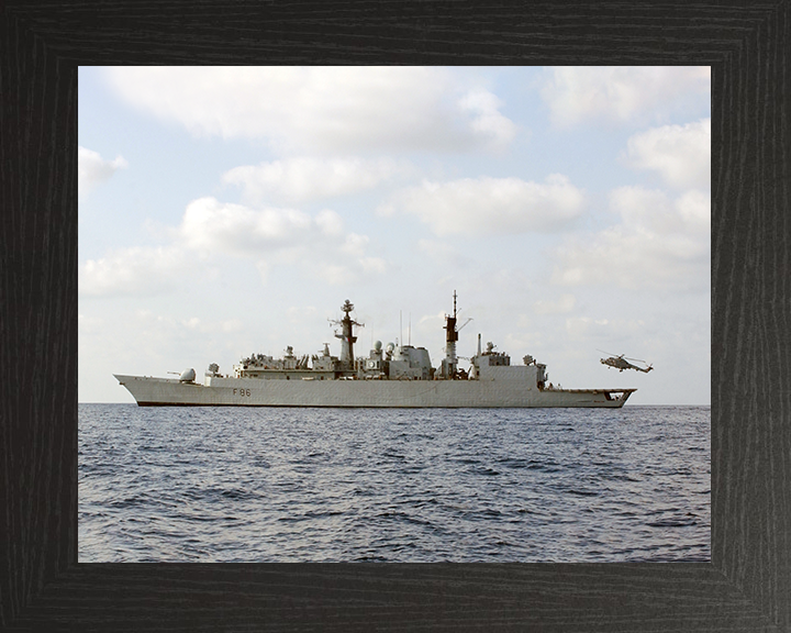 HMS Campbeltown (F86) Royal Navy Type 22 Frigate Port Beam View Photo Print Wall Art Decor Posters, Prints, & Visual Artwork Hampshire Prints 10 x 8 Black Frame No